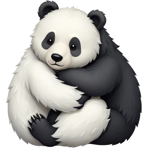 White and black bear hugging each other emoji