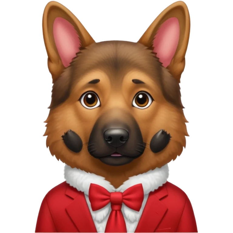 German ShepherdDog with NeckBow in red suit. emoji