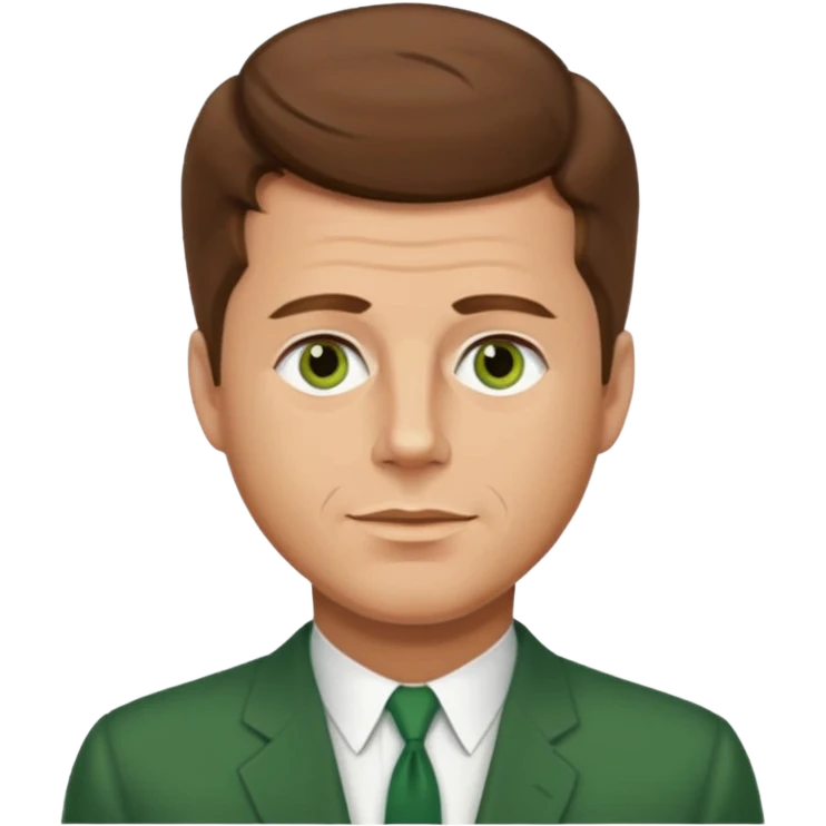 guy with a JFK style haircut that is medium brown. hazel eyes that lean green. light skin emoji
