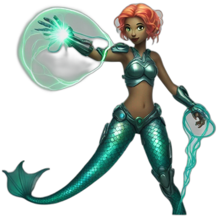 mermaid cyborg with a laser whip emoji