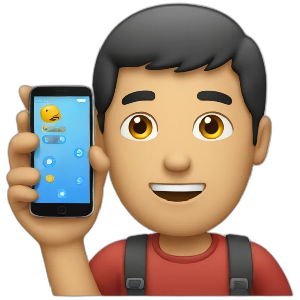 A man talks into a mobile phone emoji