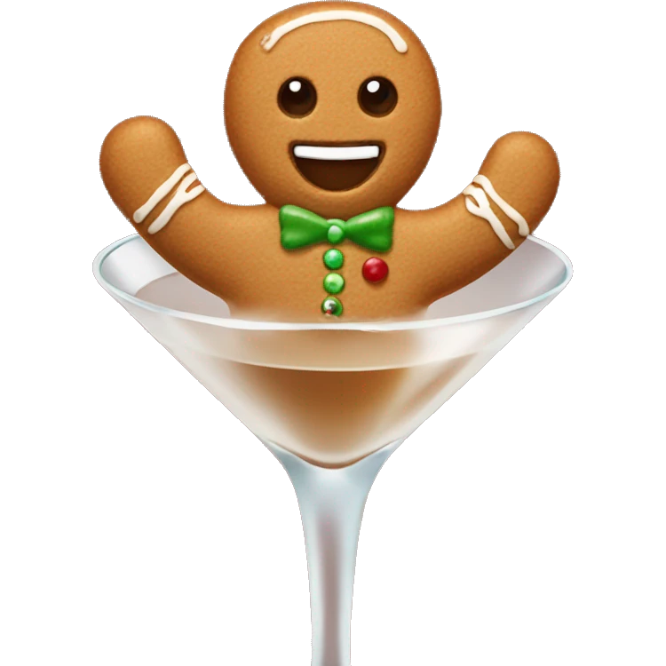 Tiny Gingerbread man in a gingerbread martini emoji