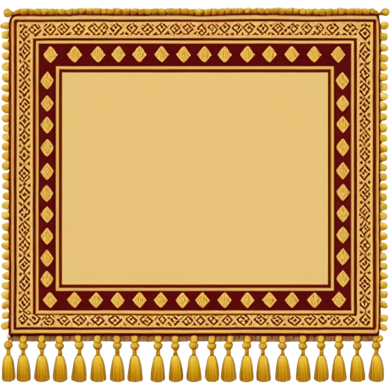 A long rectangular floor carpet with gold tassels at the ends  emoji