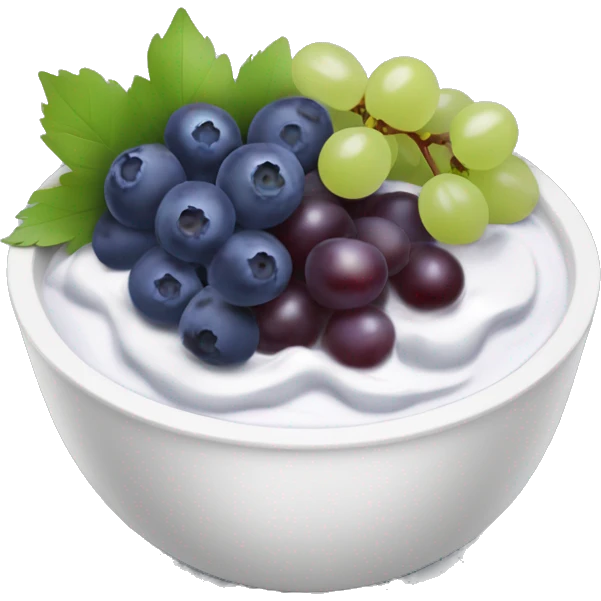 yoghurt bowl with grapes and blueberries emoji