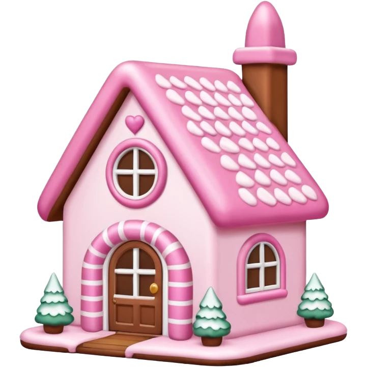 Lebkuchen Haus mit pinken und weißen details  emoji