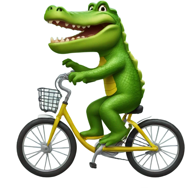 Alligator riding bicycle on causeway  emoji