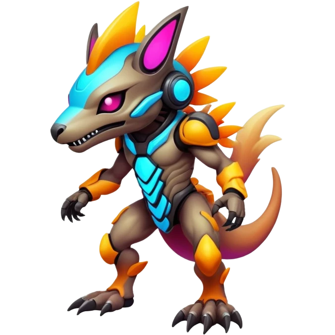 modern colorful neon-colored Fakémon-Protogen-creature (full body) emoji