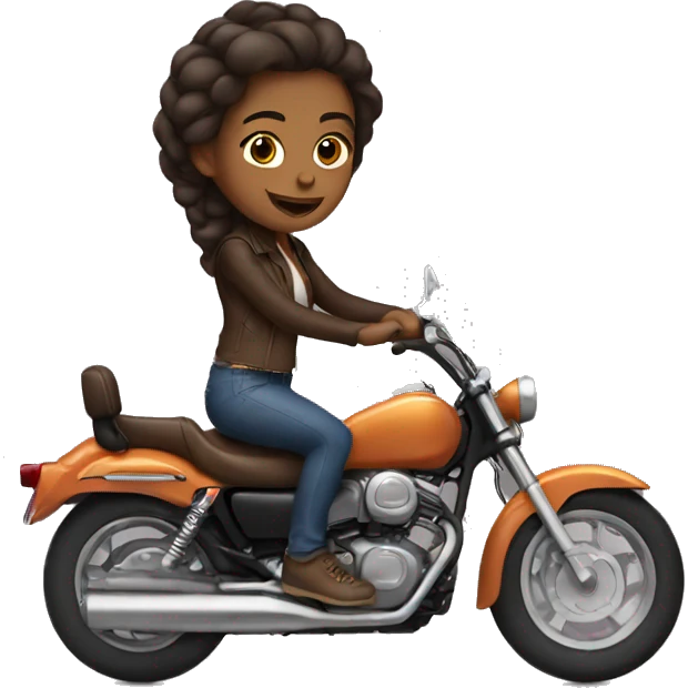 brown girl riding motorcycle emoji