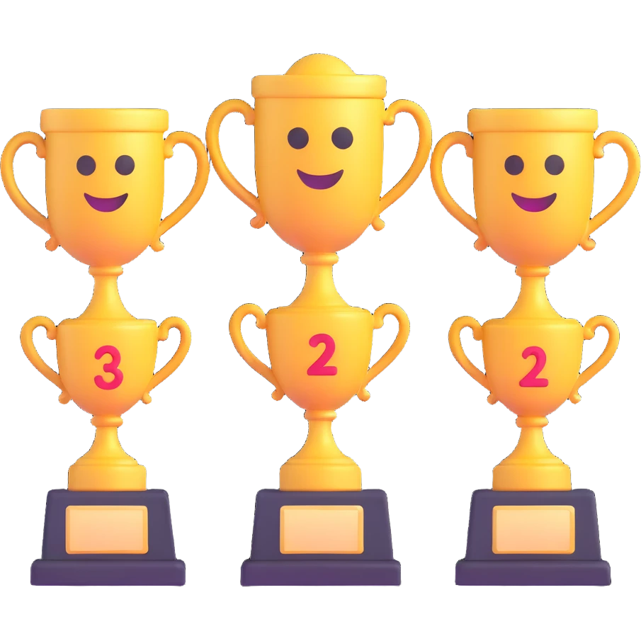 3 winners in 1st, 2nd & 3rd place emoji show  emoji