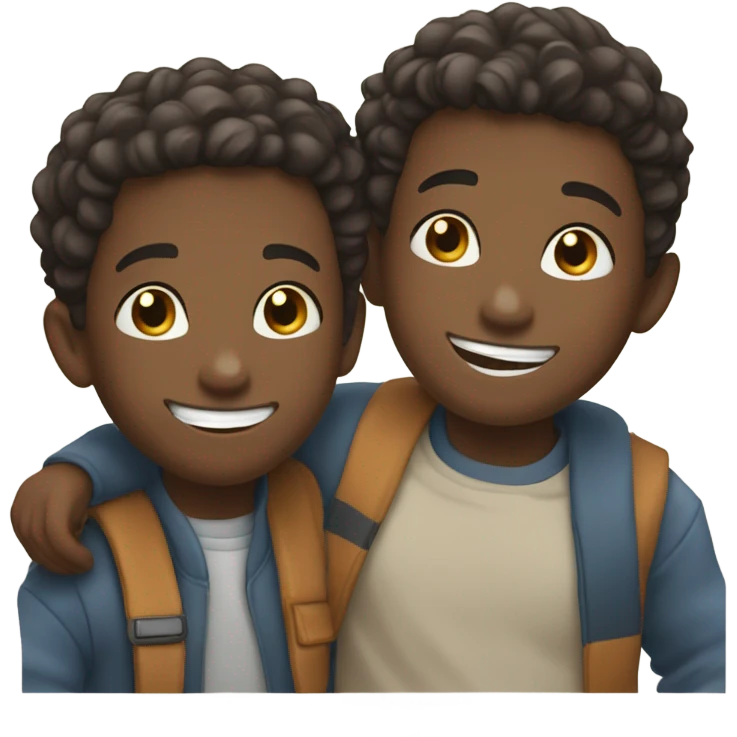 boys smiling together in view emoji