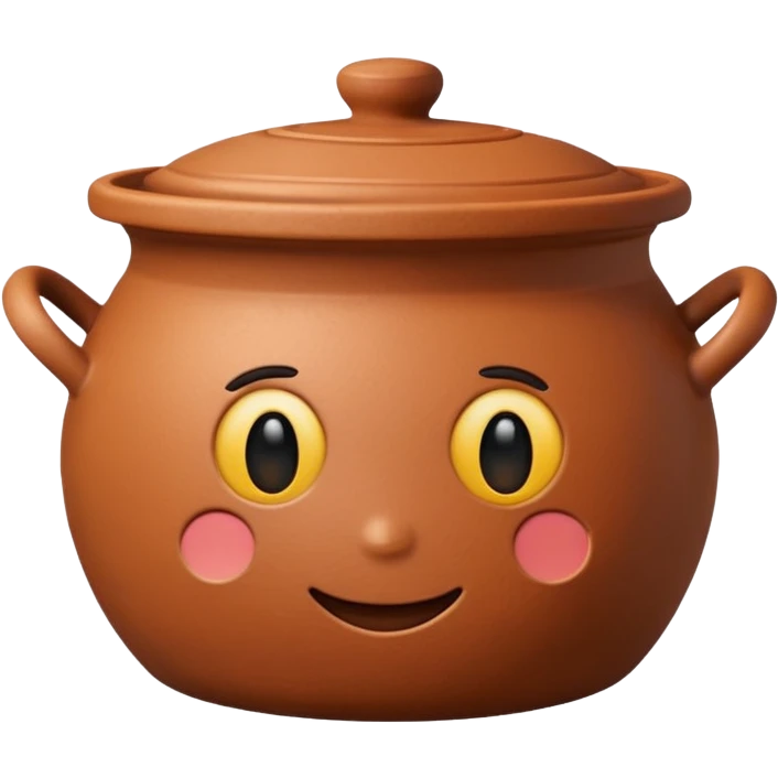 top view of a round clay pot with a lid, emoji style emoji