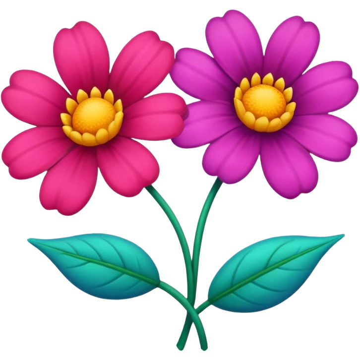  2 tane renkli çicek  emoji