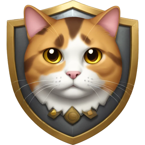 Fat calico cat with a shield  emoji