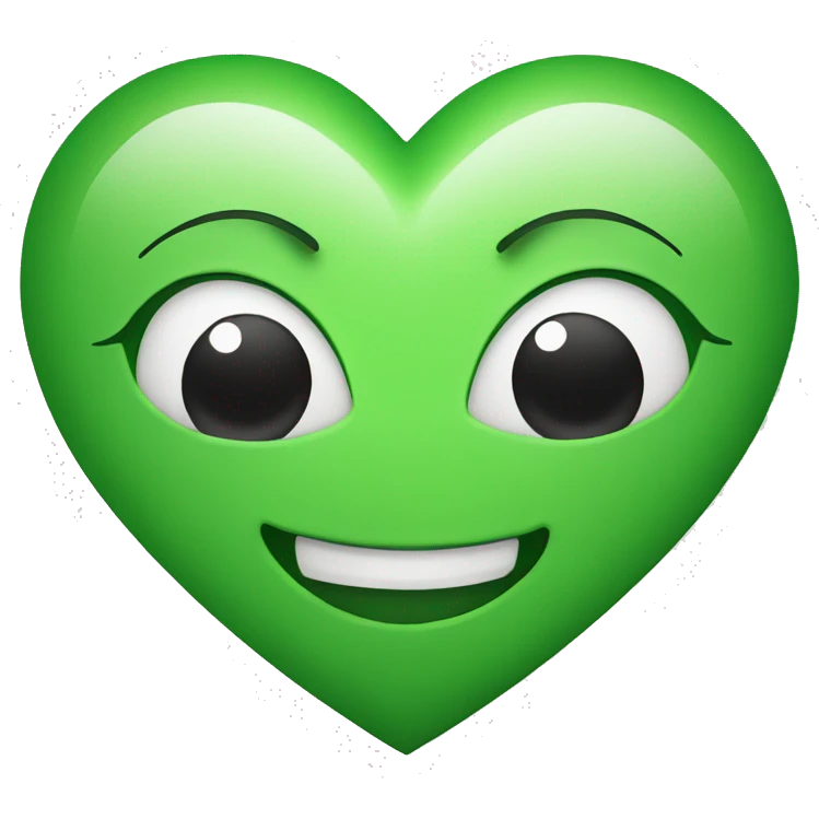 green heart with smile face emoji
