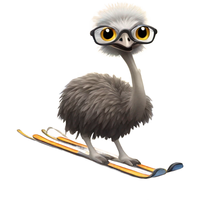 Ostrich on skis   emoji