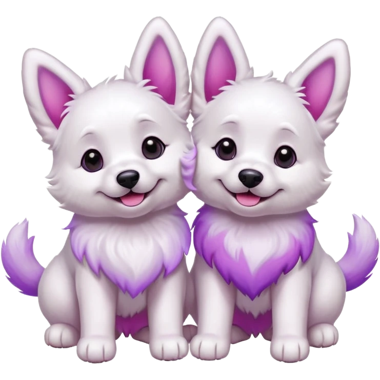 two white dogs with pink and purple dyed ears and paws emoji
