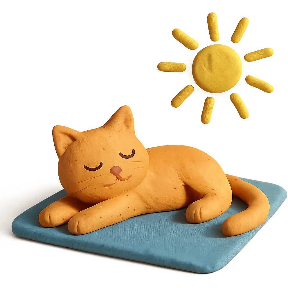cat sunbathing, relaxed weekend emoji