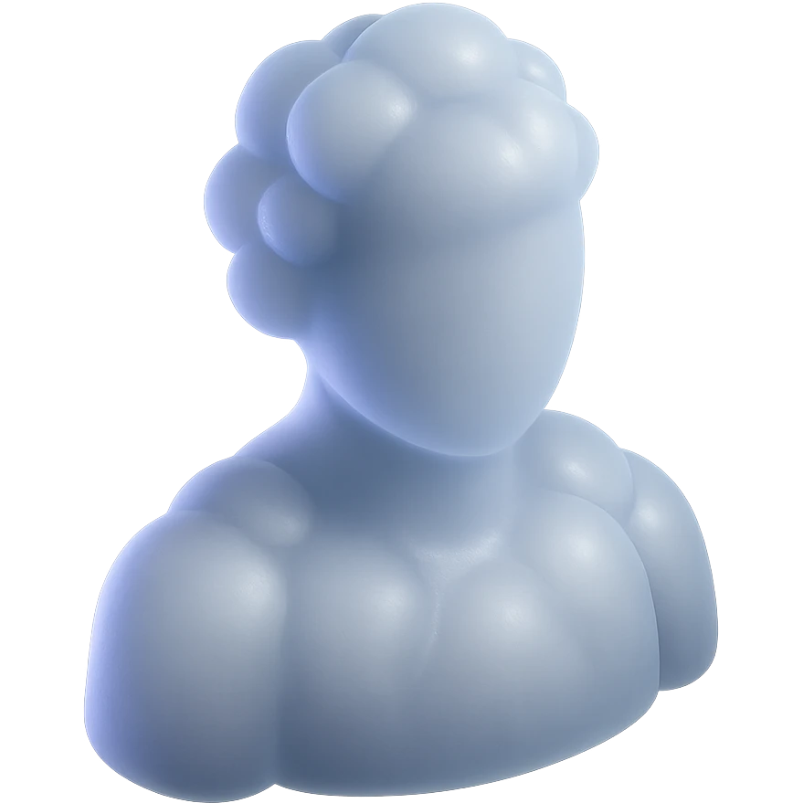 A person from the shoulders up, entirely composed of fluffy white convex clouds emoji