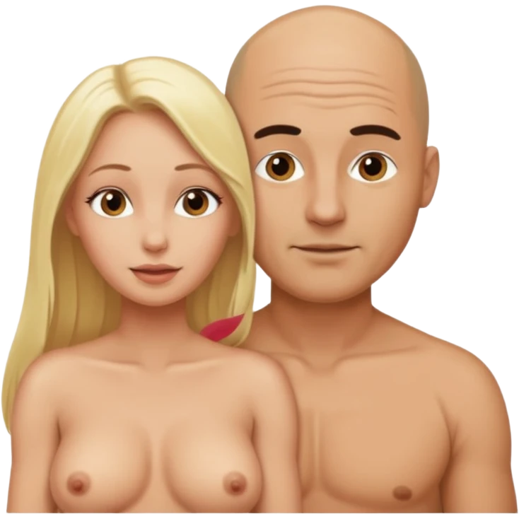 Bald Man having sex with a naked blonde woman emoji