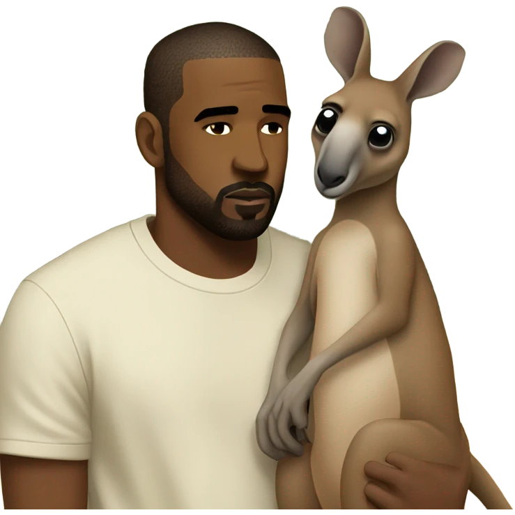 kangaroo hugging kanye west emoji
