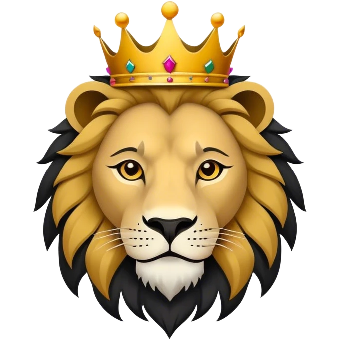 king lion head svg, flat colors, black and white emoji