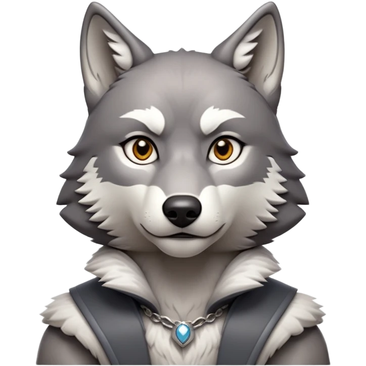 cinematic-noble-wolf-portrait-emoji,-poised-and-regal,-with-a-strong,-lean-build-and-a-sleek,-fur-of-grey-and-white,-deep-set-soulful-piercing-eyes,-simplified-yet-sharp-and-sophisticated-features,-highly-detailed,-full-body, zoomed out showing shoulders emoji