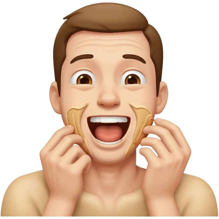 A man chocking himself while laughing emoji