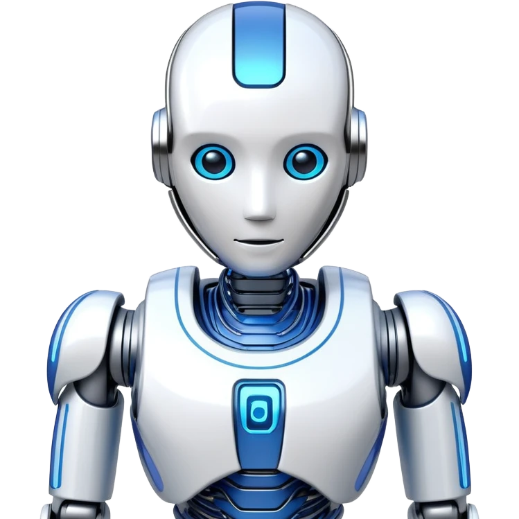 Sleek humanoid robot with chrome body and glowing blue circuitry lines emoji