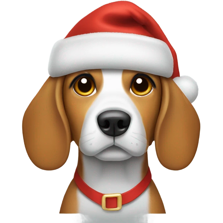 Beagle wearing a Santa hat emoji