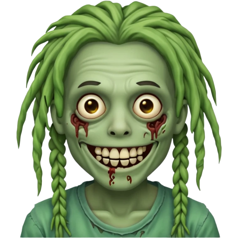 zombie with dreads with braces smiling  emoji