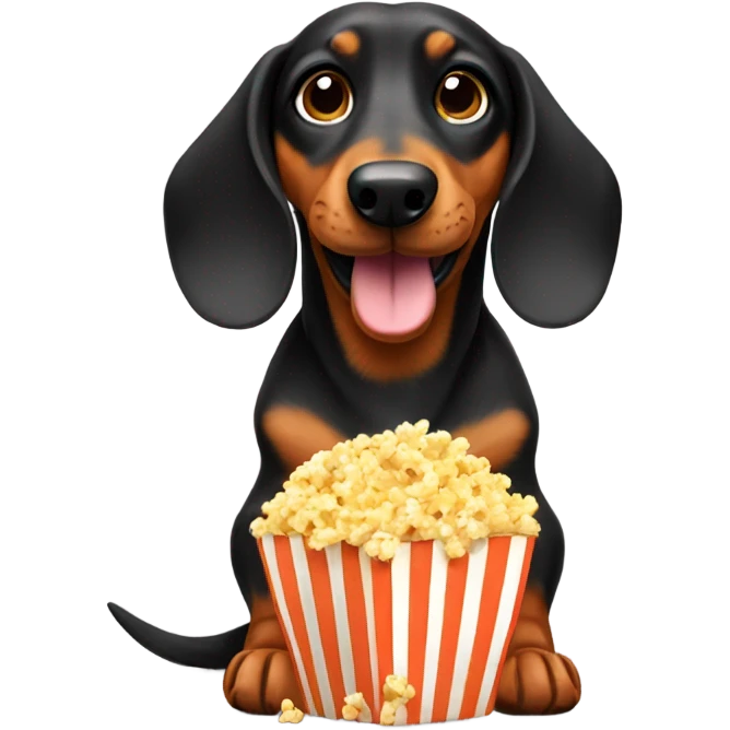 daschund with popcorn  emoji
