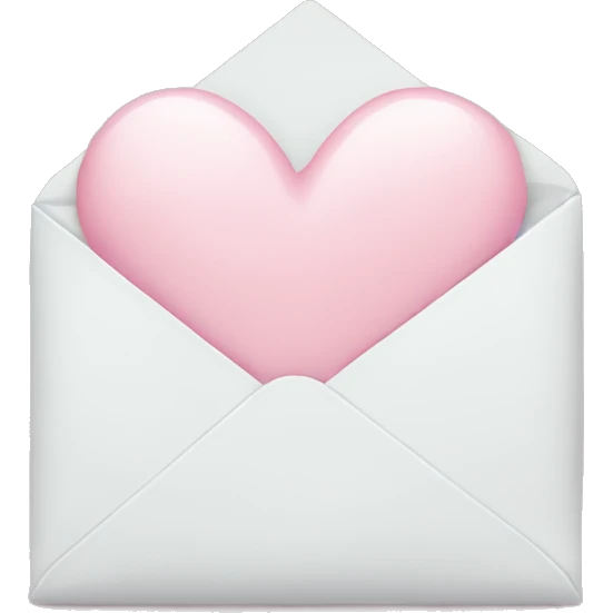 white envelope with a light pink heart emoji