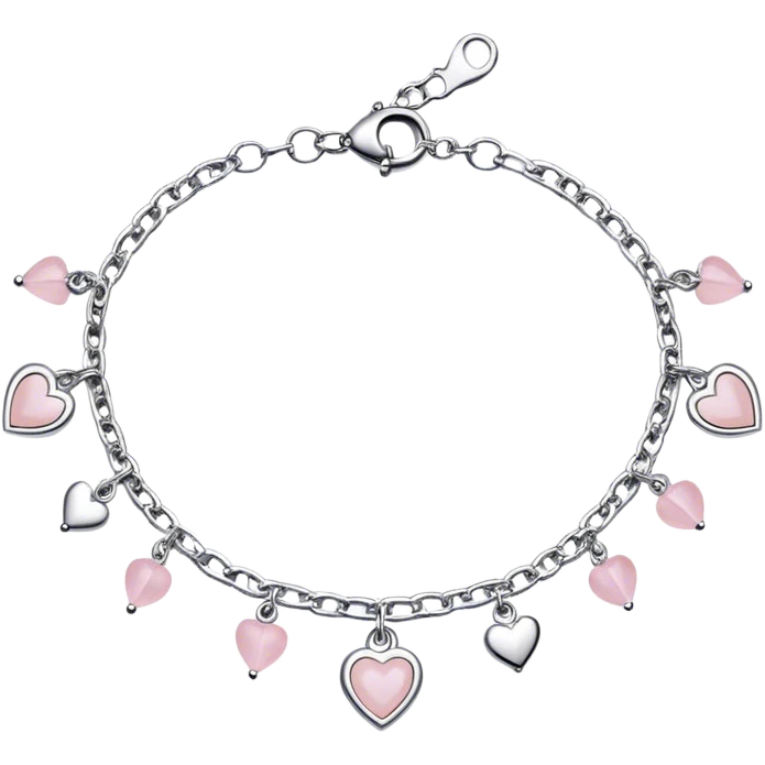Dainty silver and light pink charm bracelet  emoji