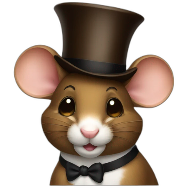 a rich brown mouse with a top hat and a spectacle emoji