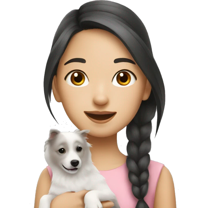 asian girl with Japanese spitz dog emoji