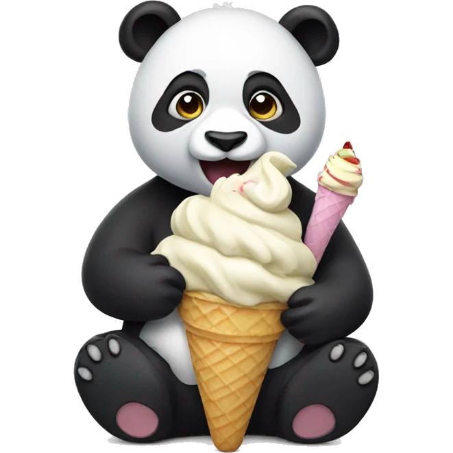 Panda eating ice cream emoji