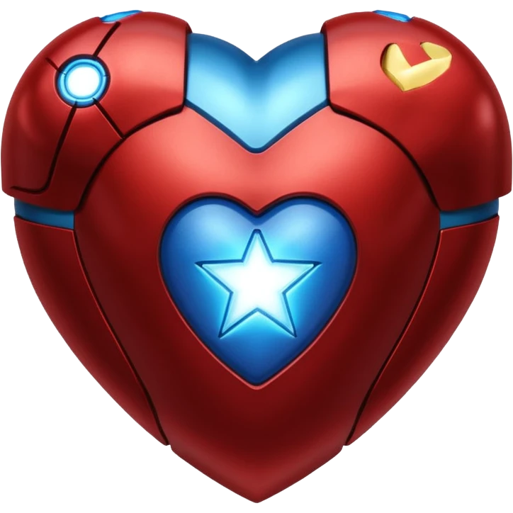 A red Iron Man heart with a glowing blue star in the center emoji