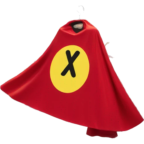 red superhero cape on a dummy emoji