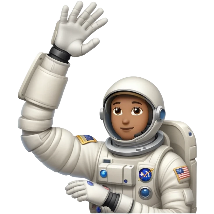 flexed biceps arm with white sleeve and astronaut gloves emoji