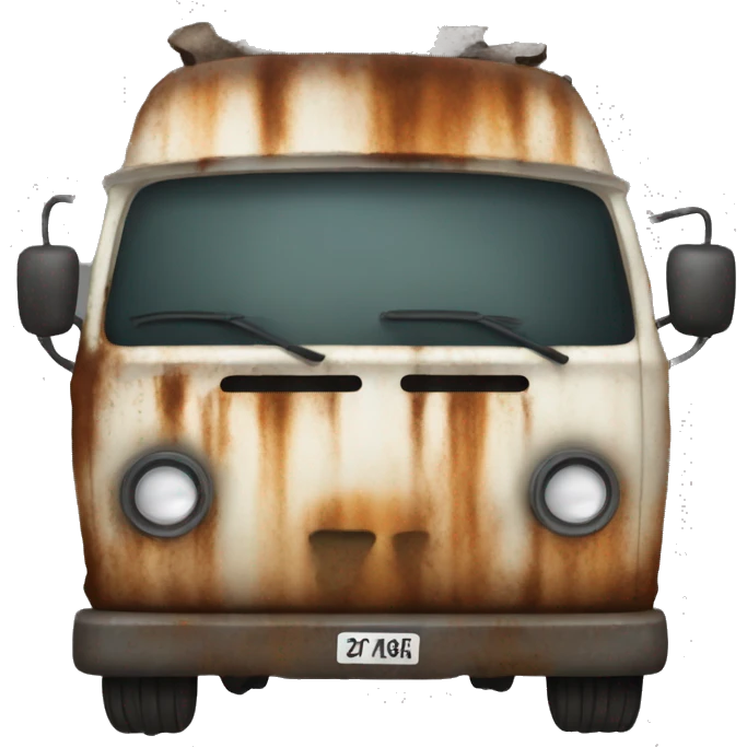Stinky rusted down van with stinky streaks emoji
