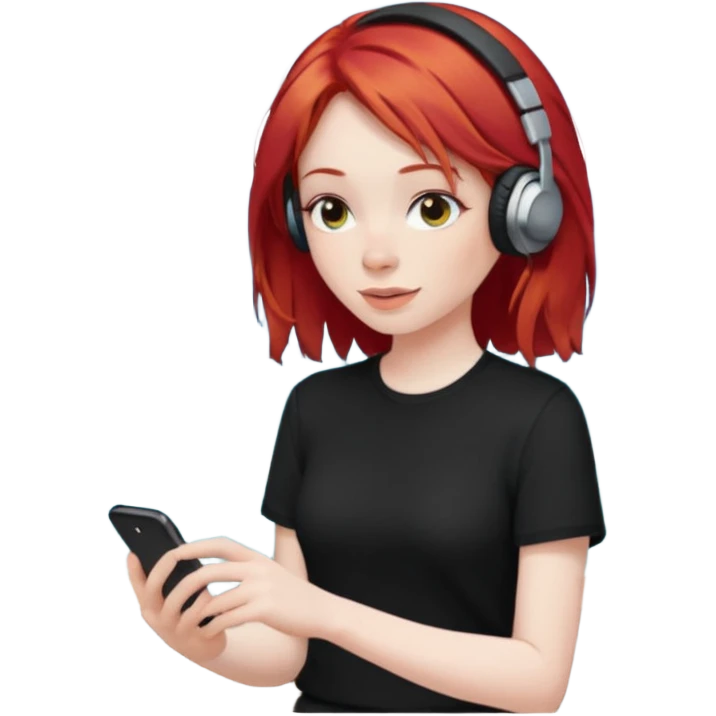 검정색 좋아하고, 노래 좋아하고, 바다 좋아해 , 여자아이, 빨간머리, emoji