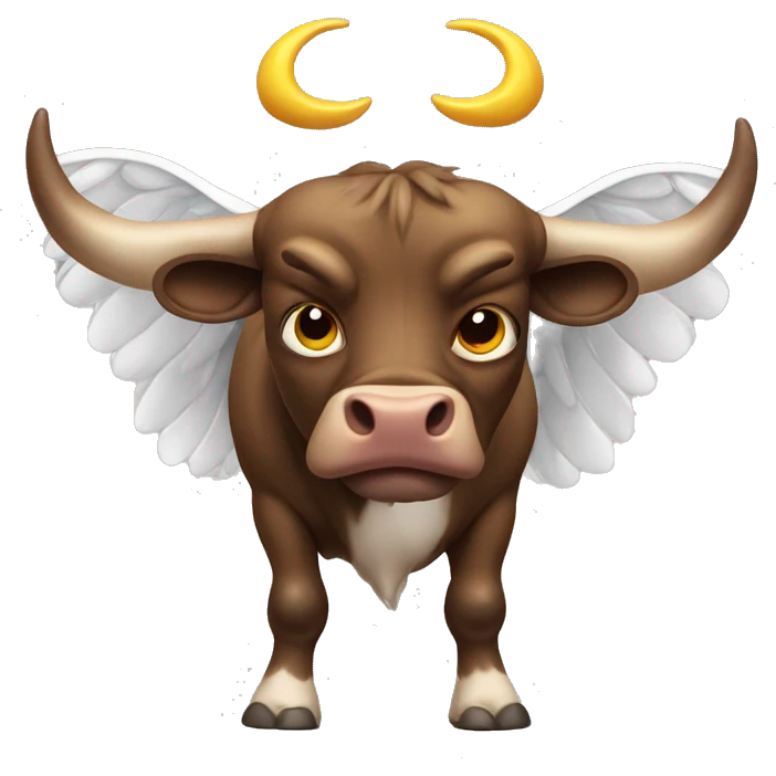 A bull human headed has wings and five legs emoji