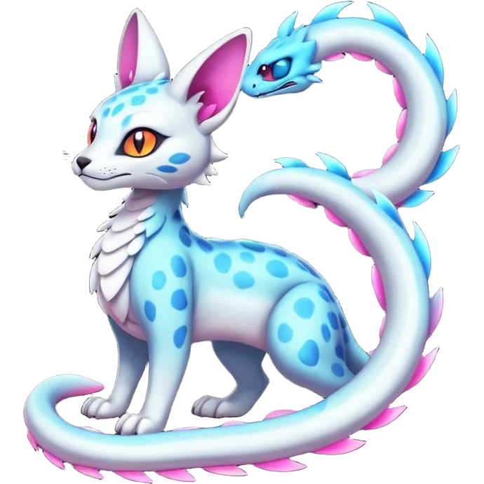 Neon Vibrant Pulsating Trail-glowing Chromatic Trico-Serval-Absol-Salamence-Silvally-Dragon-Snake-fusion-hybrid emoji