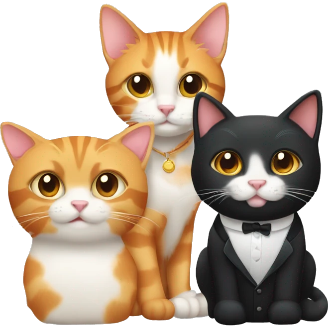 Two cats A Black tuxedo cat and an orange tabby cat emoji