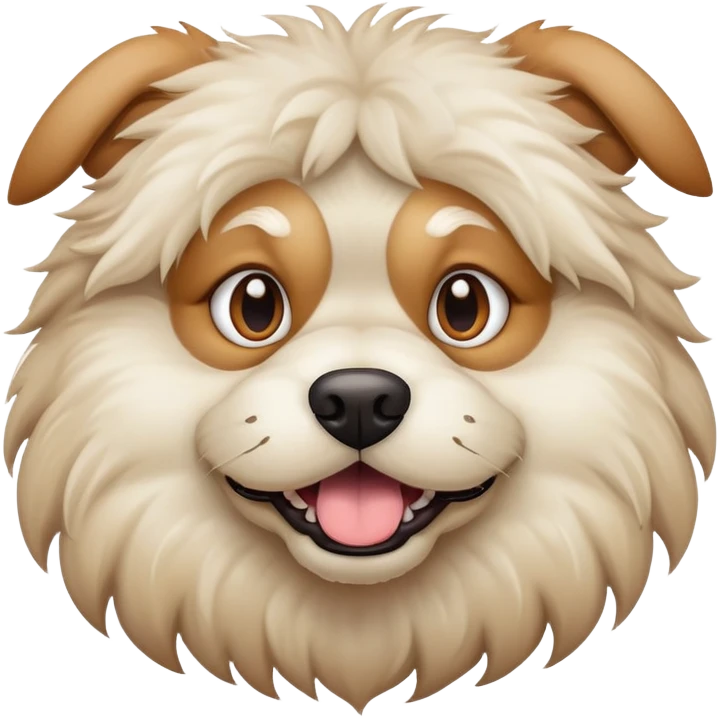Very ugly  crazy fluffy dog light tan colored emoji