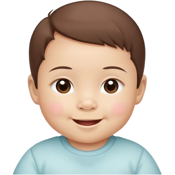 mixed asian and Caucasian baby, rosy cheeks with small combed brown hair, smiling  emoji