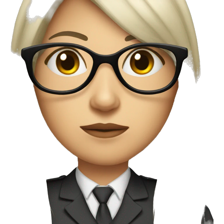 Female defense attorney with long black hair with glasses emoji
