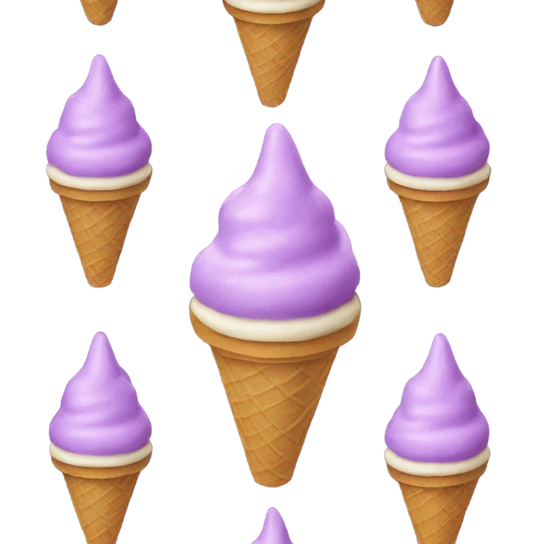 a ice cream in a cone thats purple with cat ears and has a smiley face emoji