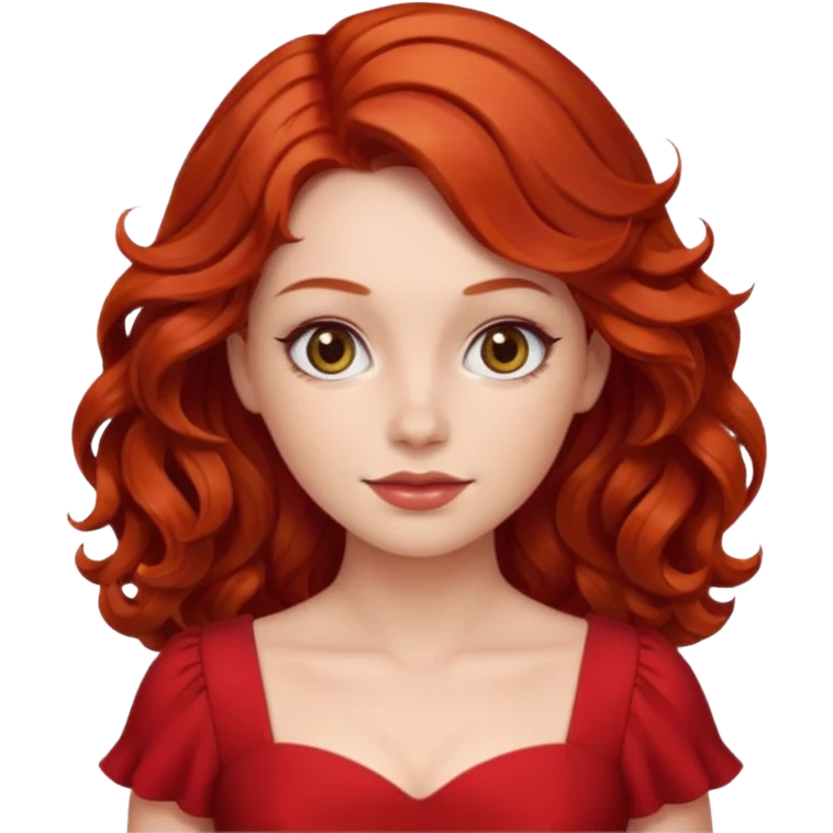 lady in red clothes, wavy hair  emoji