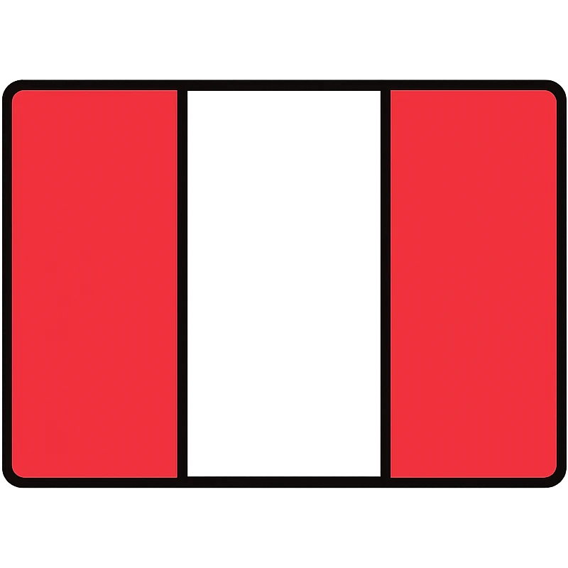 Peruvian flag with three vertical stripes, red on sides, white in center, no coat of arms, no text emoji